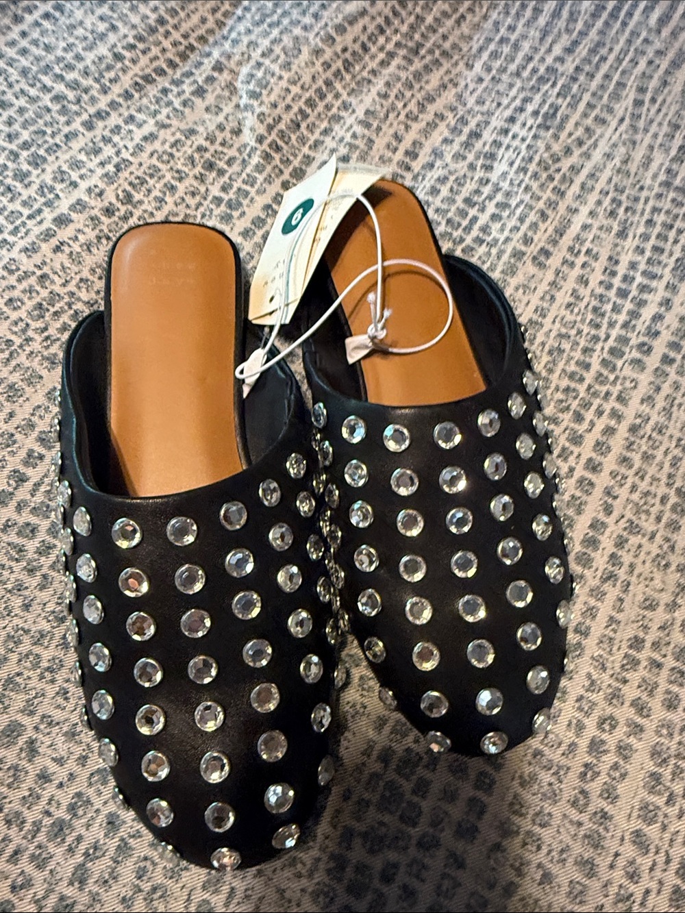 a new day Black Jeweled Slip-On Mules